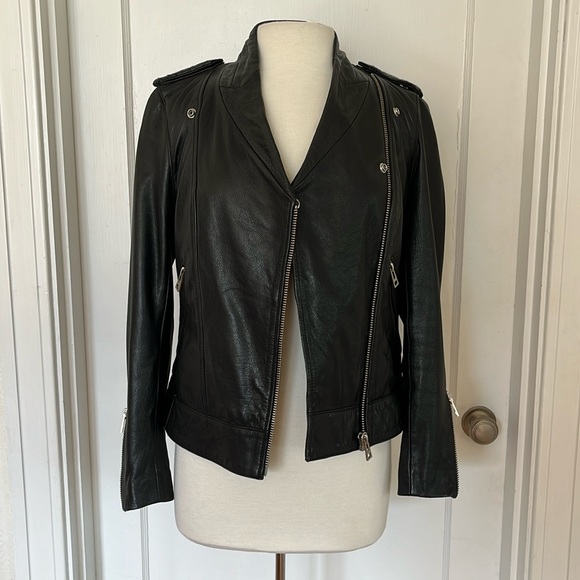 Zadig & Voltaire Loon Star Leather Motorcycle Jacket Medium - Picture 1 of 11